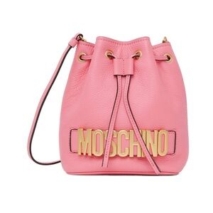 Moschino Logo Pink Bucket Bag